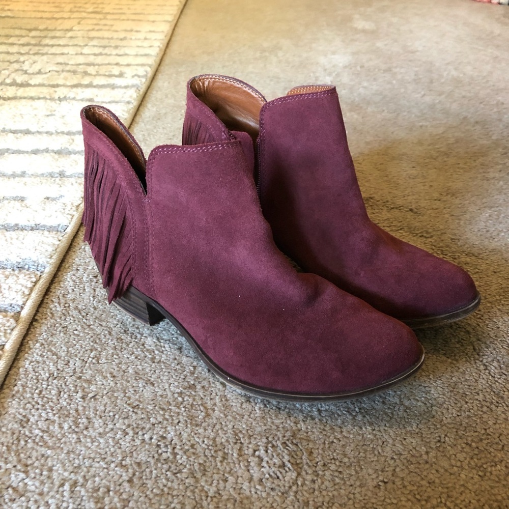 Lucky Brand Fringe Suede Booties